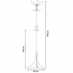 Wieszak na ubrania stojący 16 haków biały