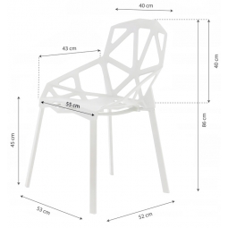 Zestaw nowoczesnych krzeseł do salonu białe 4szt