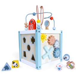 Drewniana kostka edukacyjna sorter +klocki ECOTOYS