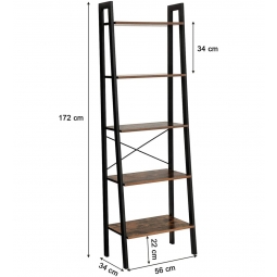 Regał w stylu rustykalnym 5 półek metalowy stelaż loft