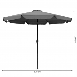 Parasol ogrodowy duży 3m skośny łamany z korbą szary