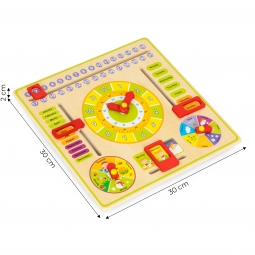 Drewniana tablica edukacyjna manipulacyjna kalendarz zegar ECOTOYS