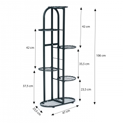 Nowoczesny metalowy kwietnik stojak na kwiaty 6 poziomów czarny