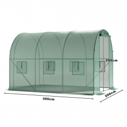 Folia na tunel szklarnie z oknami mioskitierą zielona  2x3x2m