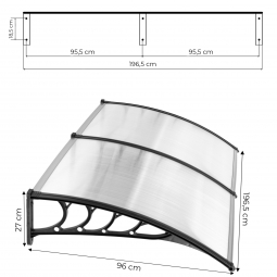 Daszek nad drzwi 200x100 cm zadaszenie osłona poliwęglan podwójny