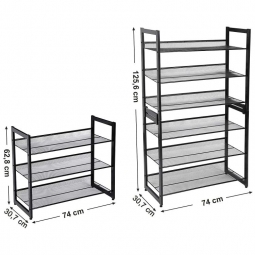 Regał na buty metalowy czarny 3 poziomy