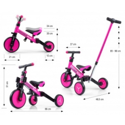 Milly Mally Rowerek 4w1 Optimus Plus Pink