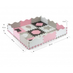 Mata piankowa puzzle Jolly 3x3 Shapes - Pink Grey