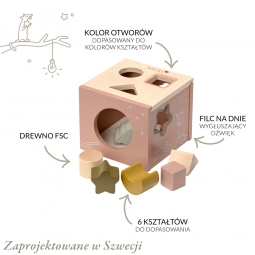 Sorter kształtów drewniany dla dziewczynki Micki różowy