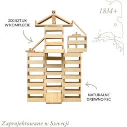 Klocki do budowania, deseczki  z drewna naturalnego 200 sztuk Micki